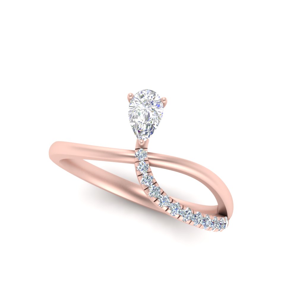  Pear Shaped Twisted Ring with White Diamond 14K Rose Gold